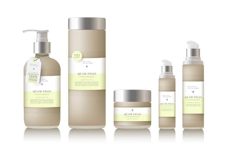 Botella beige realista para aceites esenciales.