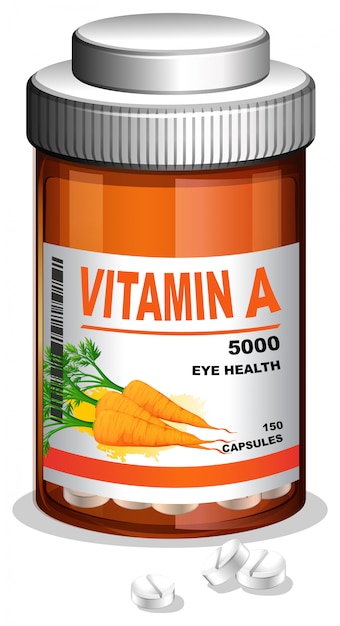 Vector una botella de cápsulas de vitamina a