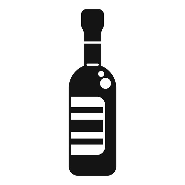Botella cerrada de vino con icono de etiqueta en blanco