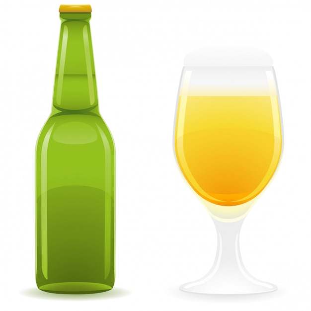 Botella de cerveza y vaso