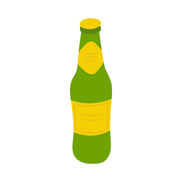 Botella de cerveza verde con etiqueta dorada sobre fondo transparente elemento de diseño fondo vectorial