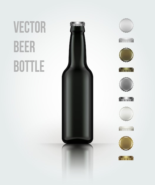 Vector botella de cerveza de vidrio en blanco para un nuevo diseño.