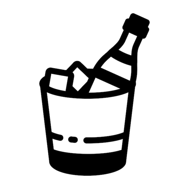 Botella de champán en un cubo de hielo