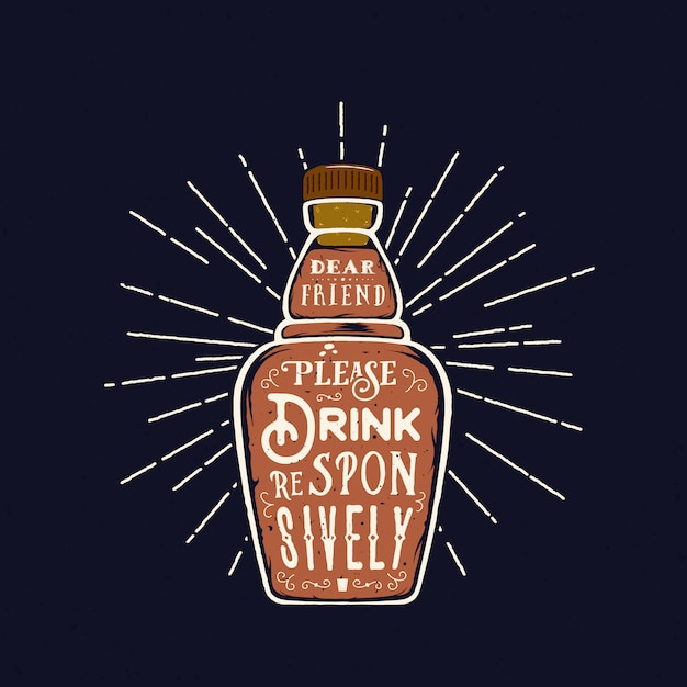 Botella Cita Beba Responsivamente con tipografía retro y texturas vintage.