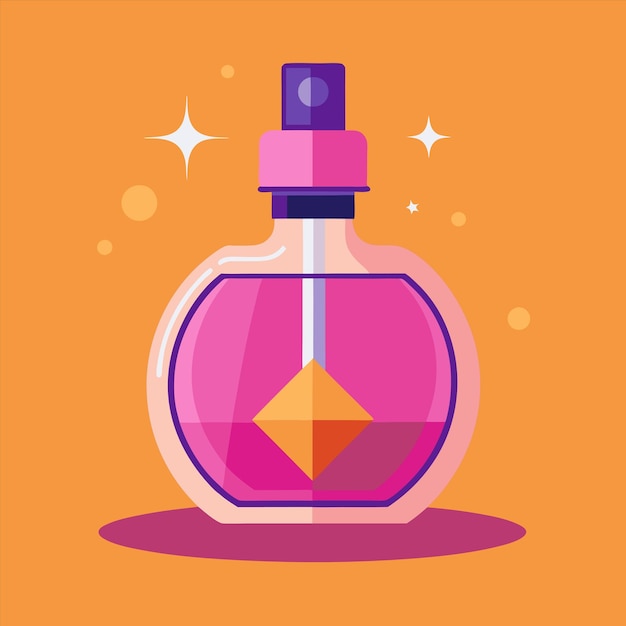 una botella de color rosa con un triángulo en la parte superior