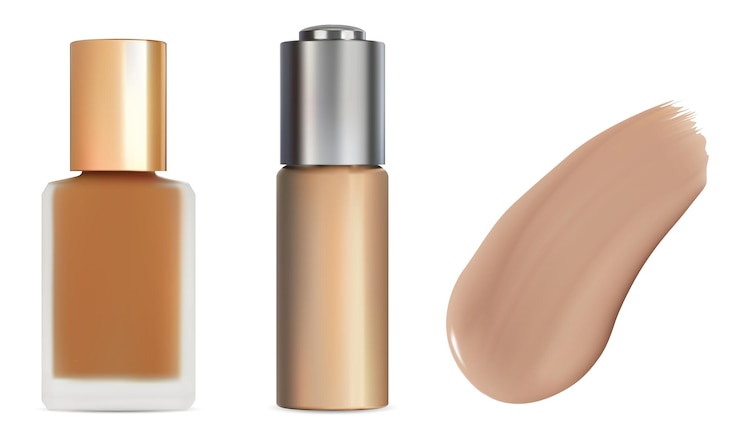 Vector botella de crema cosmética de base plantilla de corrector de piel líquido de lujo diseño de producto premium