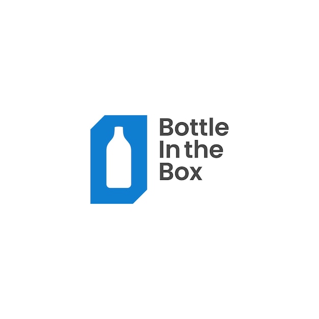 Botella dentro de la caja plana mínima ilustración de logotipo