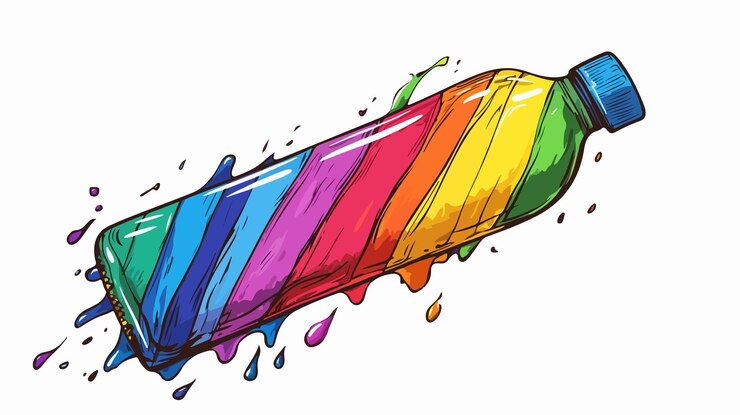 Vector botella deportiva de colores con rayas de lápiz de colores para líquidos