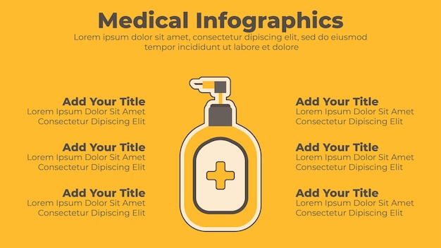 Botella desinfectante para manos infografía médica y sanitaria