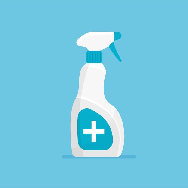 Botella desinfectante de manos y spray desinfectante en estilo plano moderno Plantilla antiséptica Vector