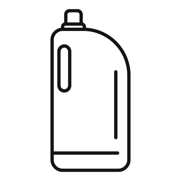 Botella de detergente de plástico con mango y icono de líneas de medición