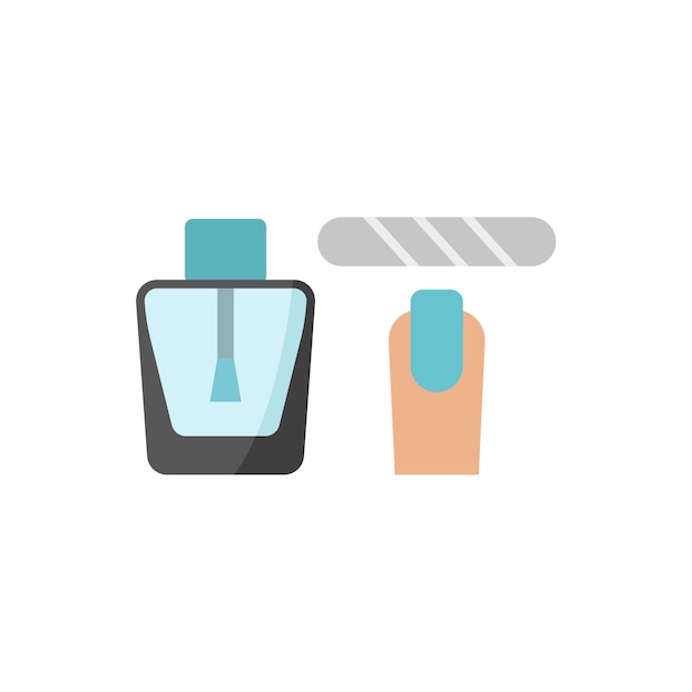 Botella de esmalte de uñas y archivo de uñas conjunto de icono de salón de belleza vector diseño básico