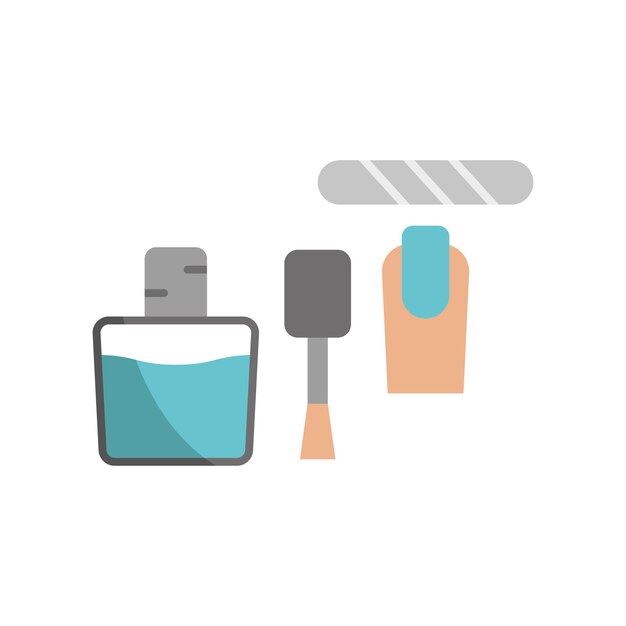 Botella de esmalte de uñas y archivo de uñas conjunto de icono de salón de belleza vector diseño básico