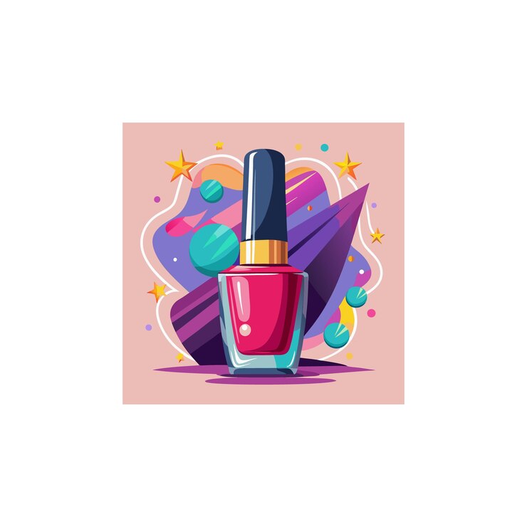 Vector una botella de esmalte de uñas con una botella de estampado de uñas