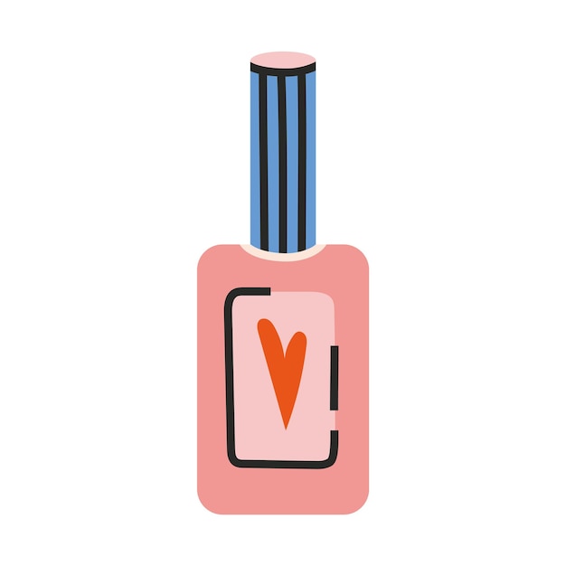 Botella de esmalte de uñas estilo de dibujos animados Diseño plano dibujado a mano Ilustración de vector moderno de moda aislado sobre fondo blanco