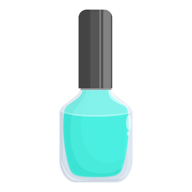 Botella de esmalte de uñas turquesa de pie sobre un fondo blanco