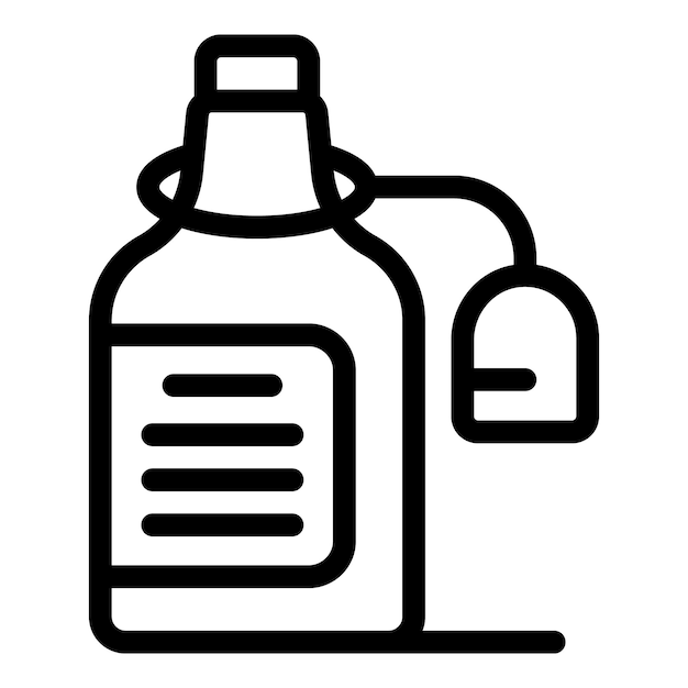 Botella con etiqueta colgando bolsa de té icono de bebida saludable