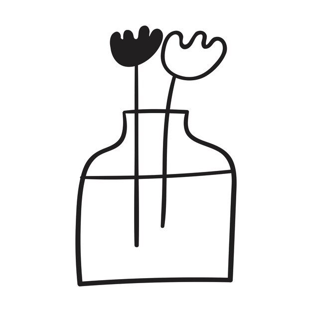 Botella con flores Diseño sencillo Icono aislado vectorial de contorno Ilustración de color negro