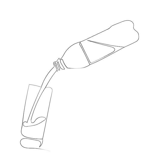 botella a gota de agua línea arte estilo de dibujo la jarra boceto negro lineal aislado en blanco BG