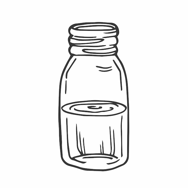 Botella de gota médica con estilo de dibujo Ilustración de vector de botella de gotero cosmético de dibujo a mano