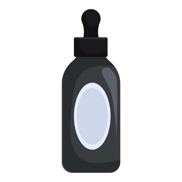 Vector botella de gotero cosmético negra para tratamientos de belleza