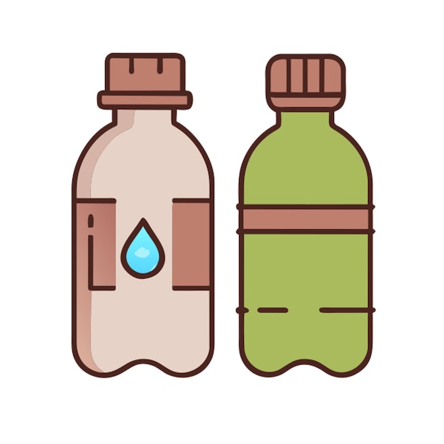una botella de icono de agua con contorno de colores