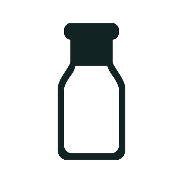 Botella de icono con leche o productos lácteos Ingredientes para productos contenido de lactosa y etiqueta de leche de envasado