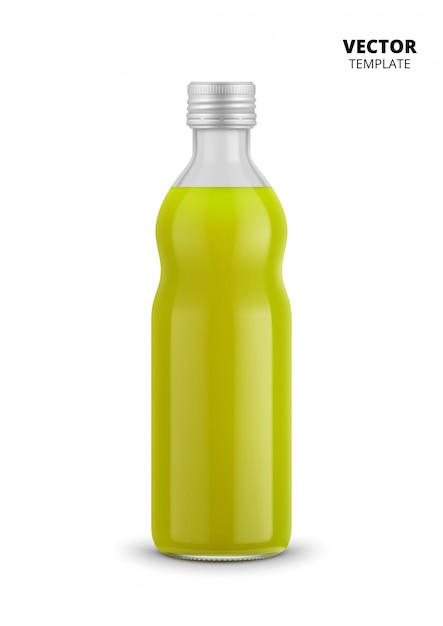 Vector botella de jugo maqueta de vidrio aislado