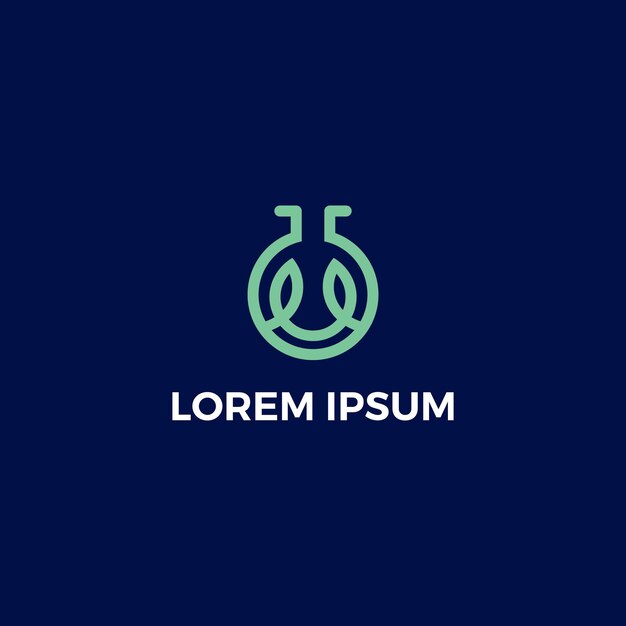 Botella de laboratorio de arte lineal con inspiración en el diseño del logotipo de la hoja