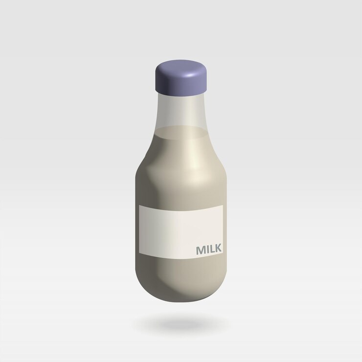 Vector botella de leche aislada vector icono 3d ilustración 3d de botella de leche de vidrio cerrado