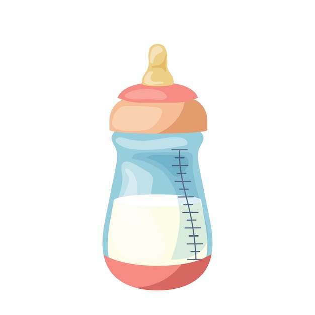 Botella de leche para bebés de dibujos animados para bebés recién nacidos con chupete de látex y volumen de escala de medición