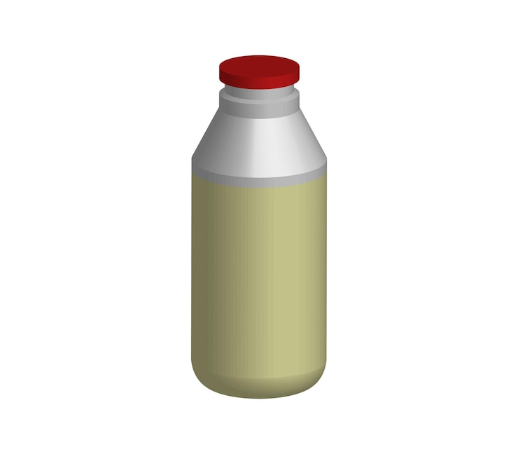 Vector botella de leche de coco tridimensional.