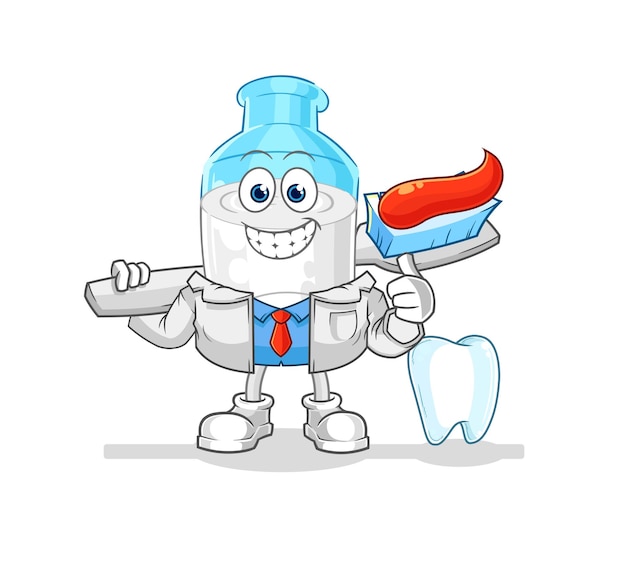 Botella de leche dentista ilustración vector de caracteres