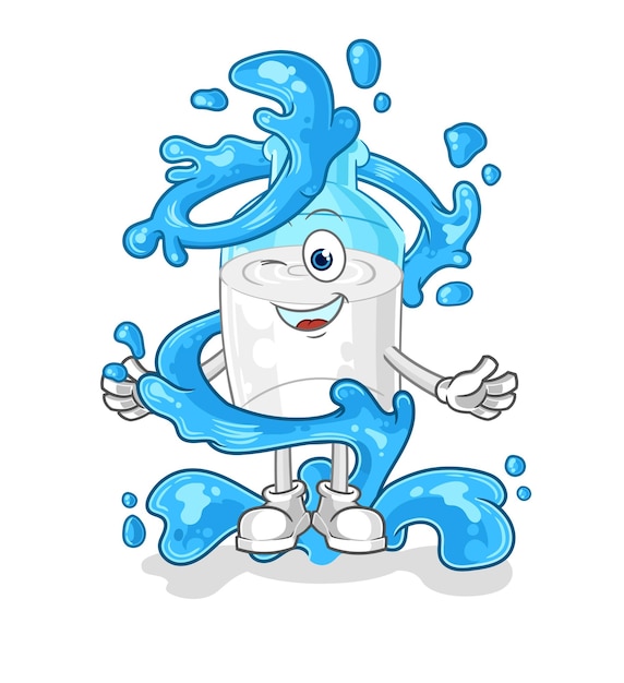 Botella de leche fresca con vector de dibujos animados de mascota de agua