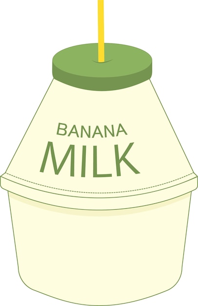 Botella de leche de plátano con paja