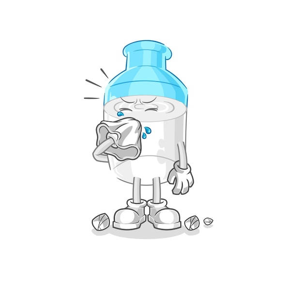 Botella de leche que sopla la nariz personaje de dibujos animados mascota vector