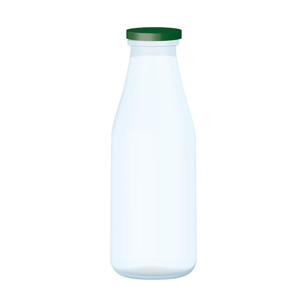 Botella de leche de vidrio tradicional aislado sobre fondo blanco1