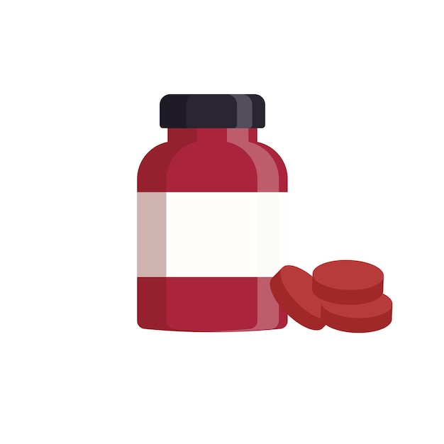 Botella médica con pastillas Ilustración vectorial