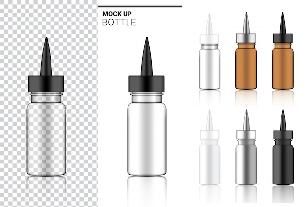 Botella de medicina mock up empaque transparente realista