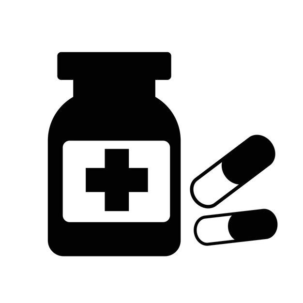 botella de medicina pastillas icono médico