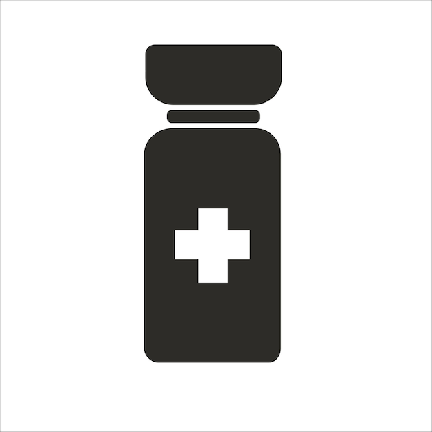 Botella de medicina Vector de íconos en blanco y negro Vector de botella EPS