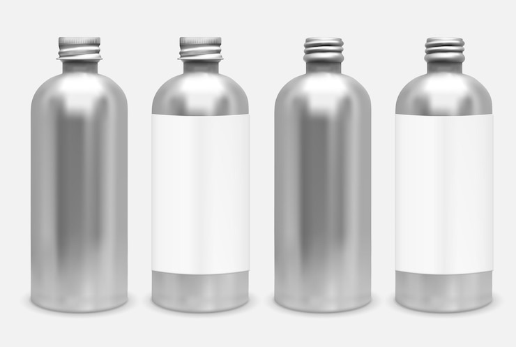 Vector botella metalica con tapa