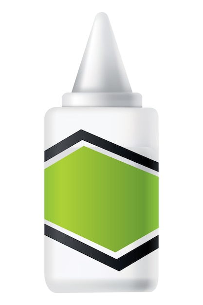 Botella de pegamento recipiente de plástico de colección de suministros de oficina tipo de producto adhesivo ilustración de diseño de embalaje vectorial