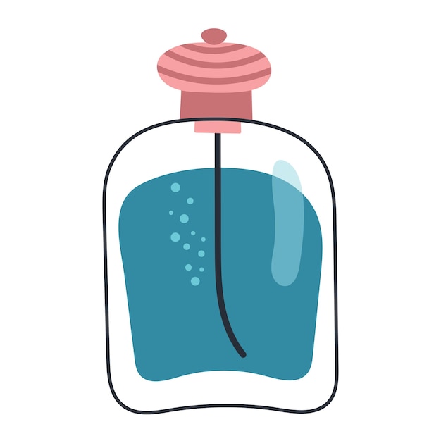 Botella de perfume dibujada a mano en una ilustración vectorial de productos de perfume al estilo de dibujos animados