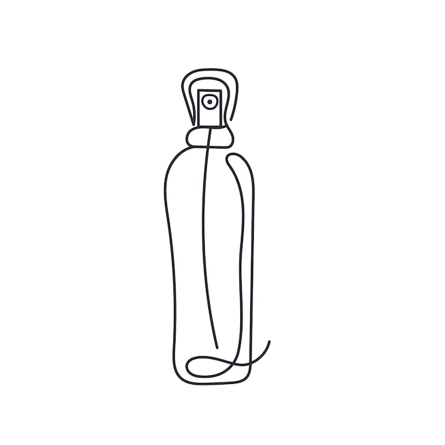 Botella de perfume dibujada a mano con vector de línea continua icono minimalista con una línea
