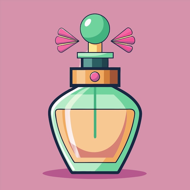 una botella de perfume con un fondo rosa