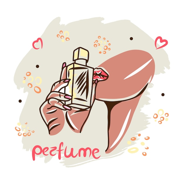 Vector botella de perfume perfume dibujado a mano accesorio cosmético aroma doodle