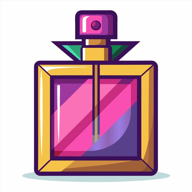 una botella de perfume con una tapa púrpura que dice quot perfume quot