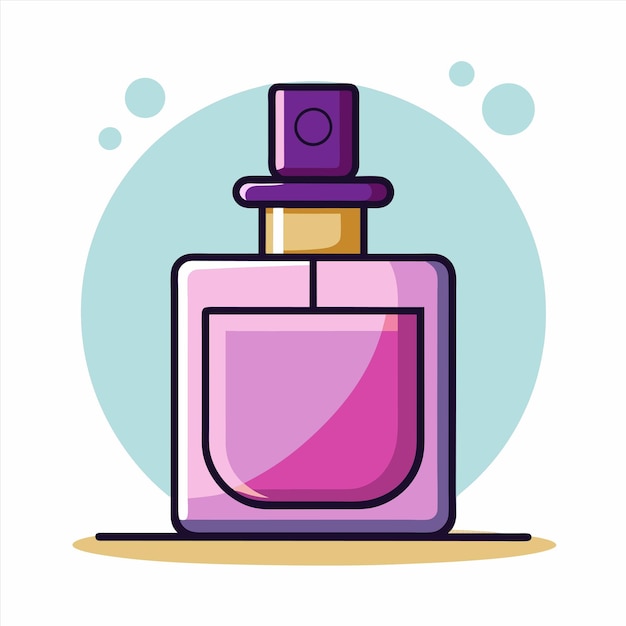 una botella de perfume con una tapa púrpura que dice quot rosa quot
