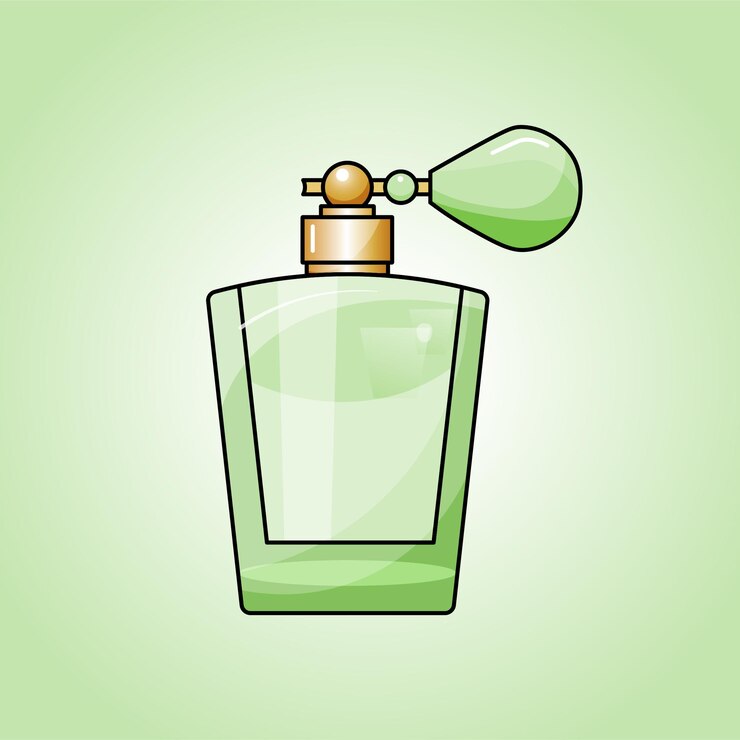 botella de perfume verde con atomizador